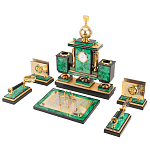 Настольный письменный набор из малахита и долерита с декором в виде герба России Leader Organizer варинант исполнения - 2 | Loft Concept в Омске