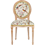 Стул из массива бука бежевый с изображением птиц и цветов Beige Green Chinoiserie Peach Garden Chair варинант исполнения - 1 | Loft Concept в Омске