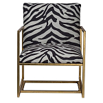 Кресло с металлическим золотистым каркасом и мягкой обивкой с чёрно-белым принтом зебры Wild animals варинант исполнения - 1 | Loft Concept в Омске