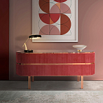 Дизайнерский комод овальный с розовой бархатной обивкой Edith варинант исполнения - 2 | Loft Concept в Омске