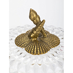 Конфетница прозрачная стеклянная на бронзовых ножках в виде морских коньков с крышкой в виде ракушки Eden Garden варинант исполнения - 2 | Loft Concept в Омске