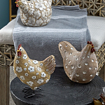 Статуэтка курица с белым цветочным узором и металлическими ножками Rustic Chicken варинант исполнения - 4 | Loft Concept в Омске