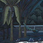 Обои ручная роспись Phuljhari Original colourway on Empire Blue dyed silk варинант исполнения - 3 | Loft Concept в Омске