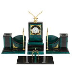 Настольный письменный набор из змеевика тёмно-зелёного цвета с декором в виде орла Successful Leader варинант исполнения - 1 | Loft Concept в Омске