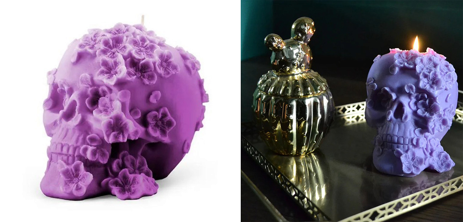 Свеча Purple Flowers Skull Свеча Purple Flowers Skull - Loft-Concept в Омске