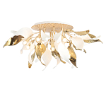 Люстра потолочная с декоративными белыми и золотистыми листьями Wintery flovers варинант исполнения - 1 | Loft Concept в Омске