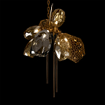 Люстра подвесная со стеклянными плафонами из дымчатого и золотистого с тремя вертикальными подвесками Gilded Mirage  варинант исполнения - 7 | Loft Concept в Омске