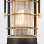 Настенный фонарь цилиндрической формы с рифленым стеклом в золотом каркасе на черном прямоугольном основании Eurofase варинант исполнения - 15 | Loft Concept в Омске