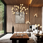 Люстра подвесная черного цвета с ветвями и белыми фарфоровыми цветами Floralis варинант исполнения - 3 | Loft Concept в Омске