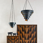 Подвесной светильник в форме спирали черный с золотой внутренней отделкой Warm Glow варинант исполнения - 3 | Loft Concept в Омске