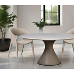 Стол обеденный круглый мраморный на бежевом основании Valedmir варинант исполнения - 6 | Loft Concept в Омске