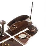 Настольный письменный набор с часами из природного камня обсидиана Competent Leader варинант исполнения - 5 | Loft Concept в Омске