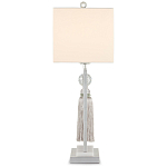 Настольная лампа с прямоугольным тканевым абажуром на белом мраморном основании Silver Threads варинант исполнения - 2 | Loft Concept в Омске