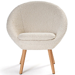 Кресло на деревянных ножках с обивкой из ткани букле Aldo Boucle Armchair варинант исполнения - 2 | Loft Concept в Омске