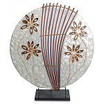 Настольная лампа из перламутра и дерева на подставке Indonesian Shell Flower варинант исполнения - 2 | Loft Concept в Омске