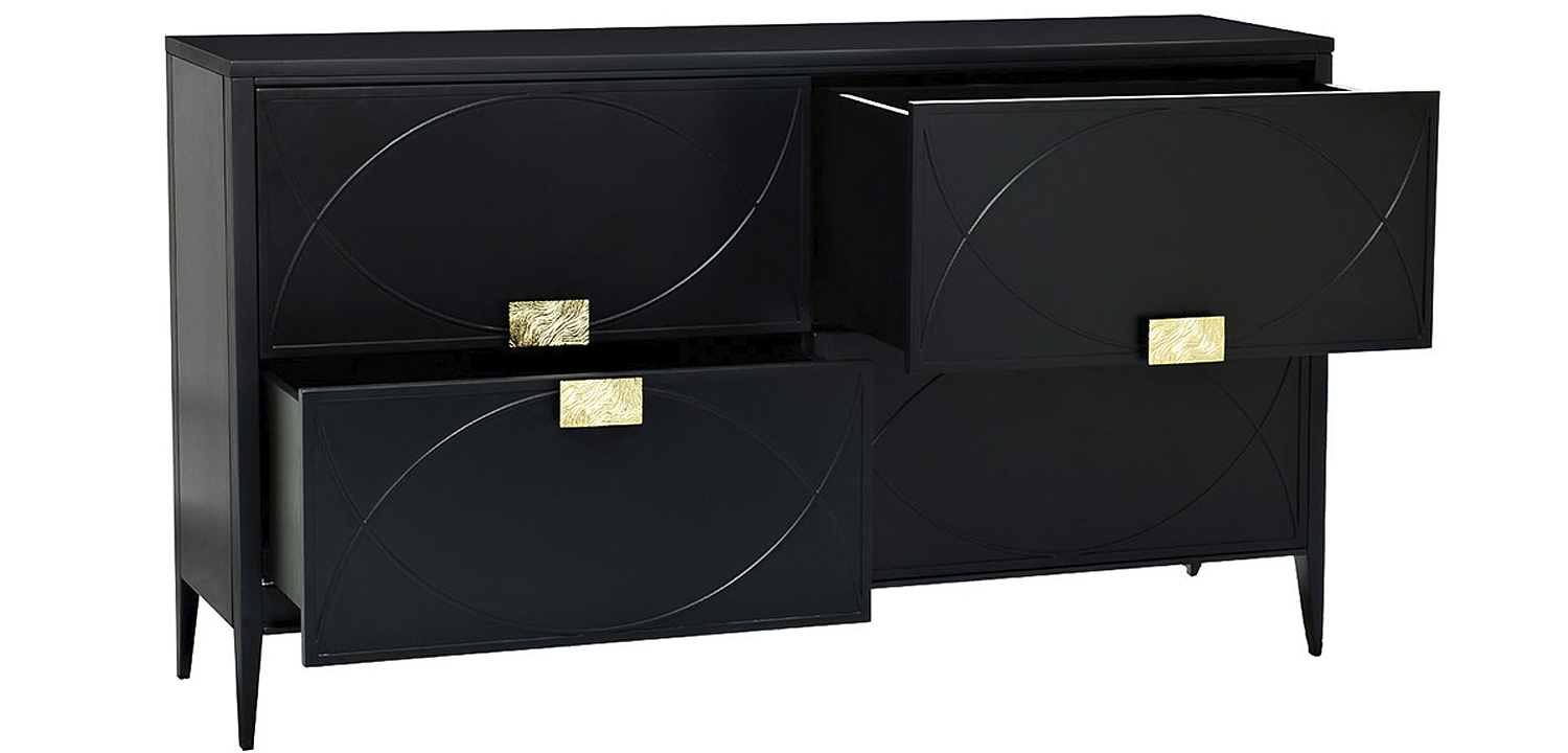 Комод с 4-мя ящиками Amelie Black Chest of Drawers Черный Комод с 4-мя ящиками Amelie Black Chest of Drawers Черный - Loft-Concept в Омске