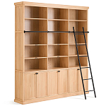 Книжный шкаф из массива сосны с металлической лестницей Burton Wood Cabinet варинант исполнения - 4 | Loft Concept в Омске
