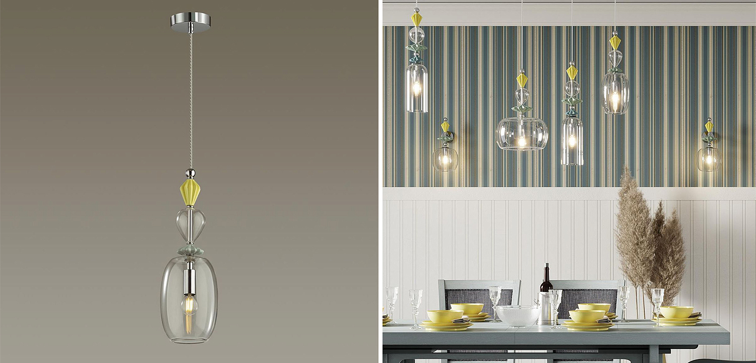 Подвесной светильник Iris Glas hanging lamp candy B chrome Подвесной светильник Iris Glas hanging lamp candy B chrome - Loft-Concept в Омске