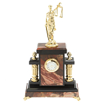 Часы настольные бронзовые из натурального камня Яшма с декором в виде Фемиды Themis Stone Clock варинант исполнения - 1 | Loft Concept в Омске