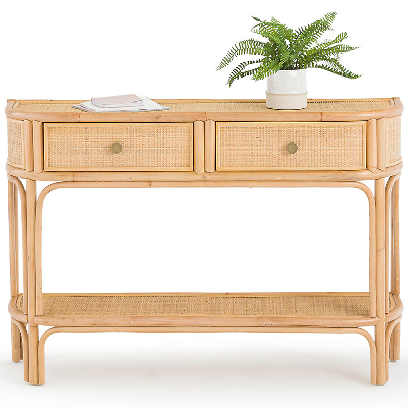 Консоль из плетеного ротанга с ящиками Armelle Rattan Console Древесина Латунь Консоль из плетеного ротанга с ящиками Armelle Rattan Console Древесина Латунь в Омске | Loft Concept