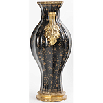 Ваза черного цвета из фарфора с золотистым узором и бронзовыми ручками Высота 39.5 см Eden Garden porcelain and bronze варинант исполнения - 2 | Loft Concept в Омске