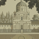 Обои ручная роспись Monuments of Paris Terre Foncée on scenic paper варинант исполнения - 2 | Loft Concept в Омске