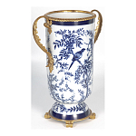 Ваза с бронзовыми ручками и синим цветочным узором Blue & White Ornament варинант исполнения - 2 | Loft Concept в Омске