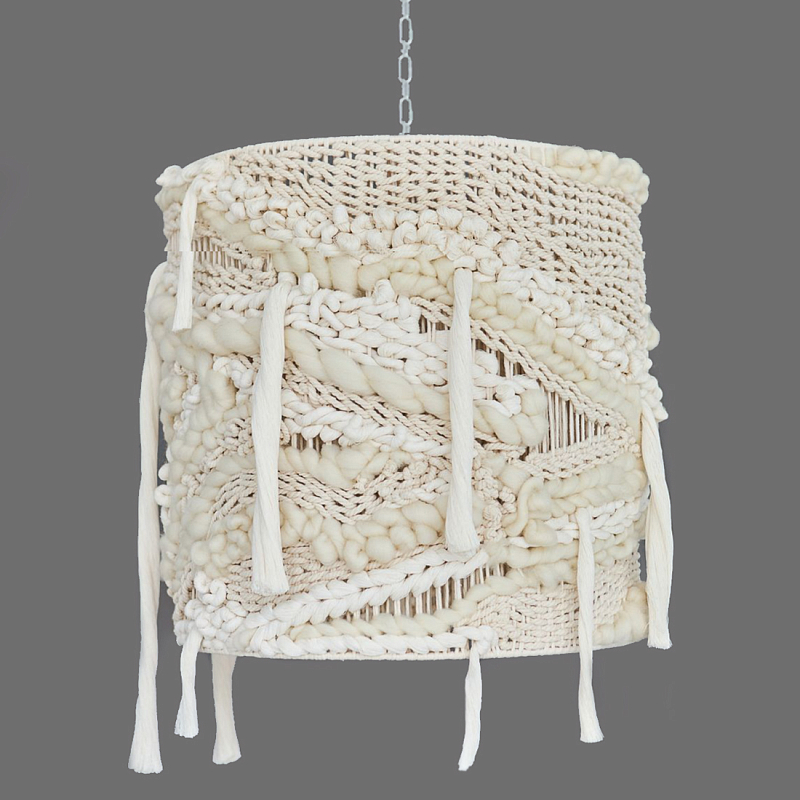 Плетеный Подвесной светильник из шерсти Wool Lamp Бежевый в Омске | Loft Concept 