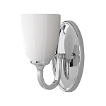 Бра для ванных комнат с белым стеклянным плафоном в форме бокала на овальном основании цвета хром с изогнутым держателем Feiss варинант исполнения - 1 | Loft Concept в Омске