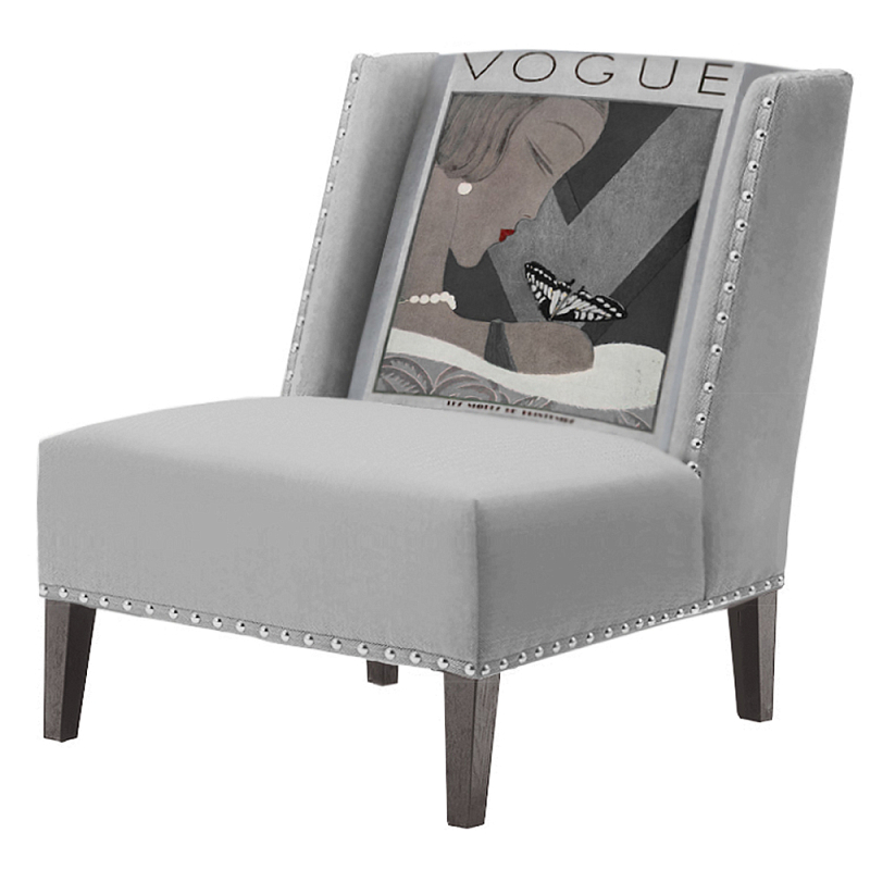 FUN Armchair  Vogui II Gray Дизайнерское кресло с цветным принтом Серый в Омске | Loft Concept 