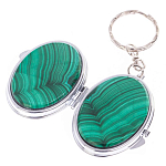 Зеркало брелок карманное двухстороннее из натурального камня Малахит Stone Mirrors варинант исполнения - 2 | Loft Concept в Омске