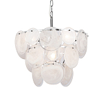 Люстра из белых стеклянных дисков на серебрянном каркасе White Glowing Reflectors варинант исполнения - 1 | Loft Concept в Омске