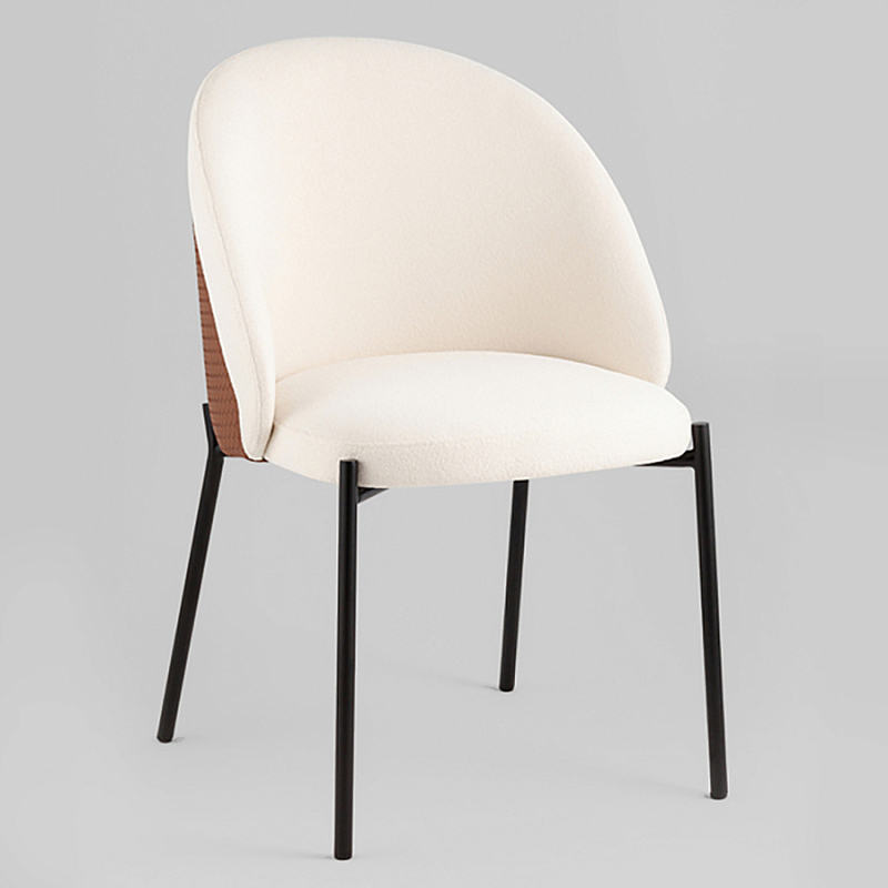 Стул обеденный Mauldine с экокожей Молочный Черный Охра в Омске | Loft Concept 