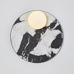 Бра круглое с каменным черно-белым основанием и плафоном из стекла Shaw Marble Lighting варинант исполнения - 1 | Loft Concept в Омске