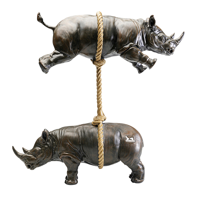 Декоративная статуя из стали Duo Rhinos Коричневый Песочный в Омске | Loft Concept 