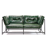 Диван Лофт Натуральная Винтажная кожа Зеленый Two Seat Encounter Leather Sofa варинант исполнения - 1 | Loft Concept в Омске
