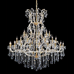 Люстра многоярусная с 53-мя лампочками и прозрачными хрустальными подвесками на основании золотого цвета Crystal lamps варинант исполнения - 1 | Loft Concept в Омске