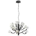 Люстра подвесная черного цвета с ветвями и белыми фарфоровыми цветами Floralis варинант исполнения - 2 | Loft Concept в Омске