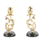 Подсвечники бронзовые на подставке из натурального камня нефрит Stone Candlestick варинант исполнения - 3 | Loft Concept в Омске