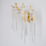Бра золотого цвета с разветвленными ветвями и длинными прозрачными подвесками в форме стеклянных сосулек Droplet Chandelier варинант исполнения - 3 | Loft Concept в Омске