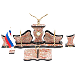 Настольный письменный набор из креноида с часами и декором в виде орла Marble Accessory варинант исполнения - 1 | Loft Concept в Омске