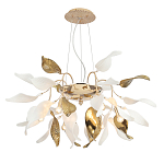 Люстра подвесная с белыми матовыми и золотыми глянцевыми листьями Wintery flovers варинант исполнения - 2 | Loft Concept в Омске