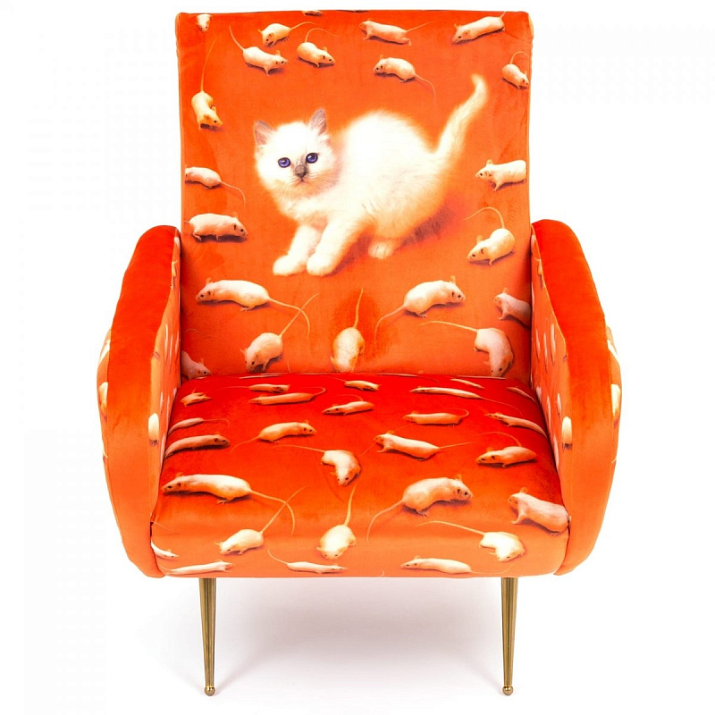 Кресло Seletti Armchair Kitten Оранжевый Латунь в Омске | Loft Concept 