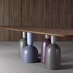 Обеденный стол деревянный с разноцветными фигурными ножками Cop варинант исполнения - 3 | Loft Concept в Омске