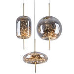 Подвесной светильник с гирляндой внутри 3-х стеклянных плафонов Garland Glass Trio Hanging Lamp варинант исполнения - 2 | Loft Concept в Омске