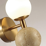 Бра с шарообразным матовым плафоном и шаром из камня на металлическом основании Orb Essence варинант исполнения - 3 | Loft Concept в Омске