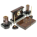 Настольный письменный набор с часами из природного камня обсидиана Royal Stone варинант исполнения - 2 | Loft Concept в Омске