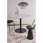 Круглый обеденный стол с белой мраморной столешницей White Tabletop on Black Base варинант исполнения - 3 | Loft Concept в Омске