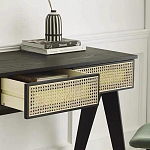 Дизайнерский письменный стол матово-чёрного цвета с 2-мя плетеными ящиками Glade Desk варинант исполнения - 1 | Loft Concept в Омске