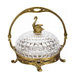 Конфетница из прозрачного рельефного стекла с ручкой и фигуркой лебедя Eden Garden варинант исполнения - 1 | Loft Concept в Омске